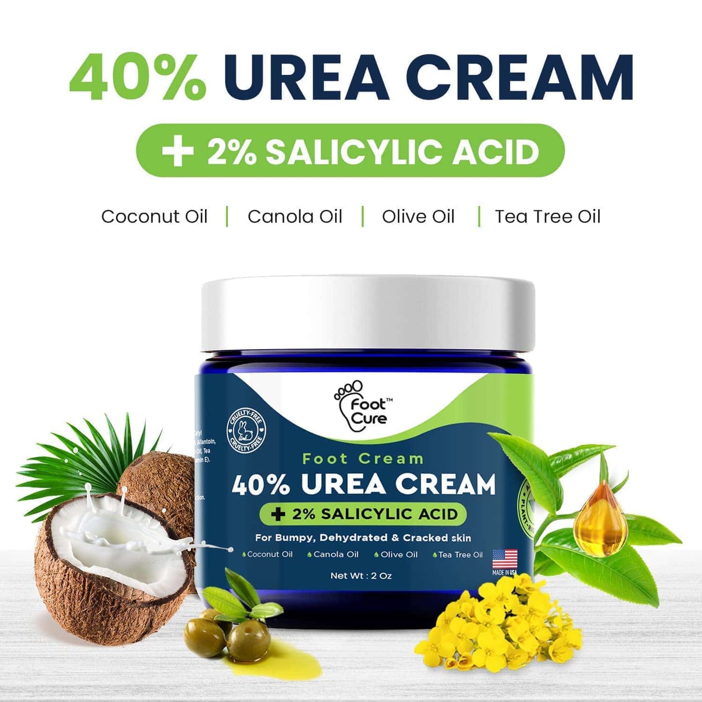 Tea Tree Oil Foot Cream - 2 Ounce Pack of 2