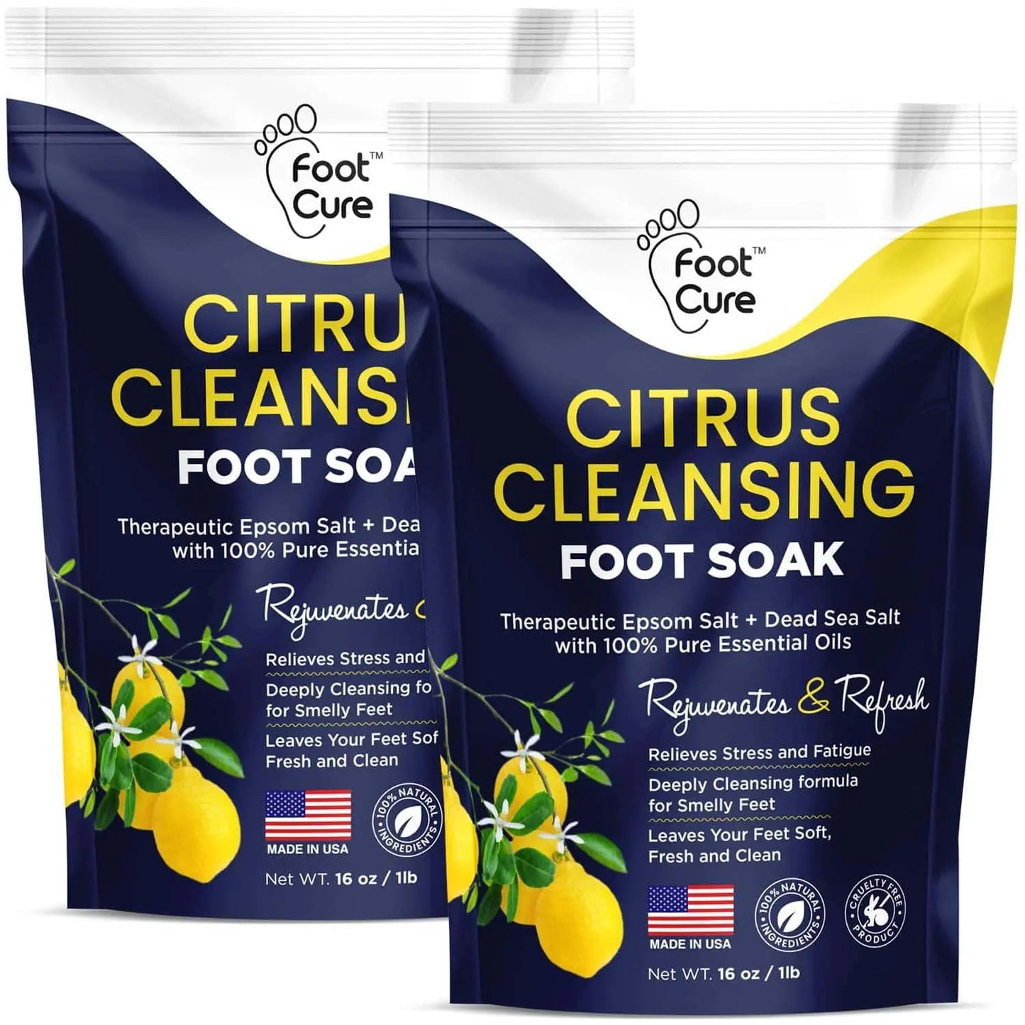 Citrus Detox Foot Soak With Epsom Salts 16 oz (Pack of 2) Foot Cure