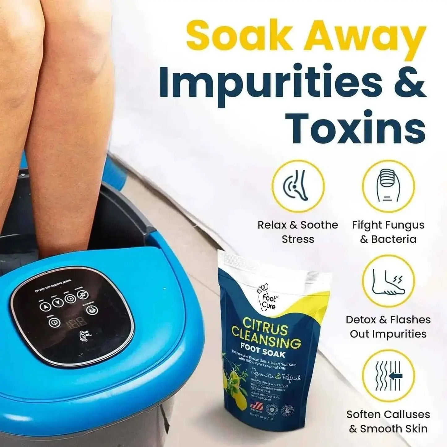 Citrus Detox Foot Soak With Epsom Salts 16 oz (Pack of 2) Foot Cure