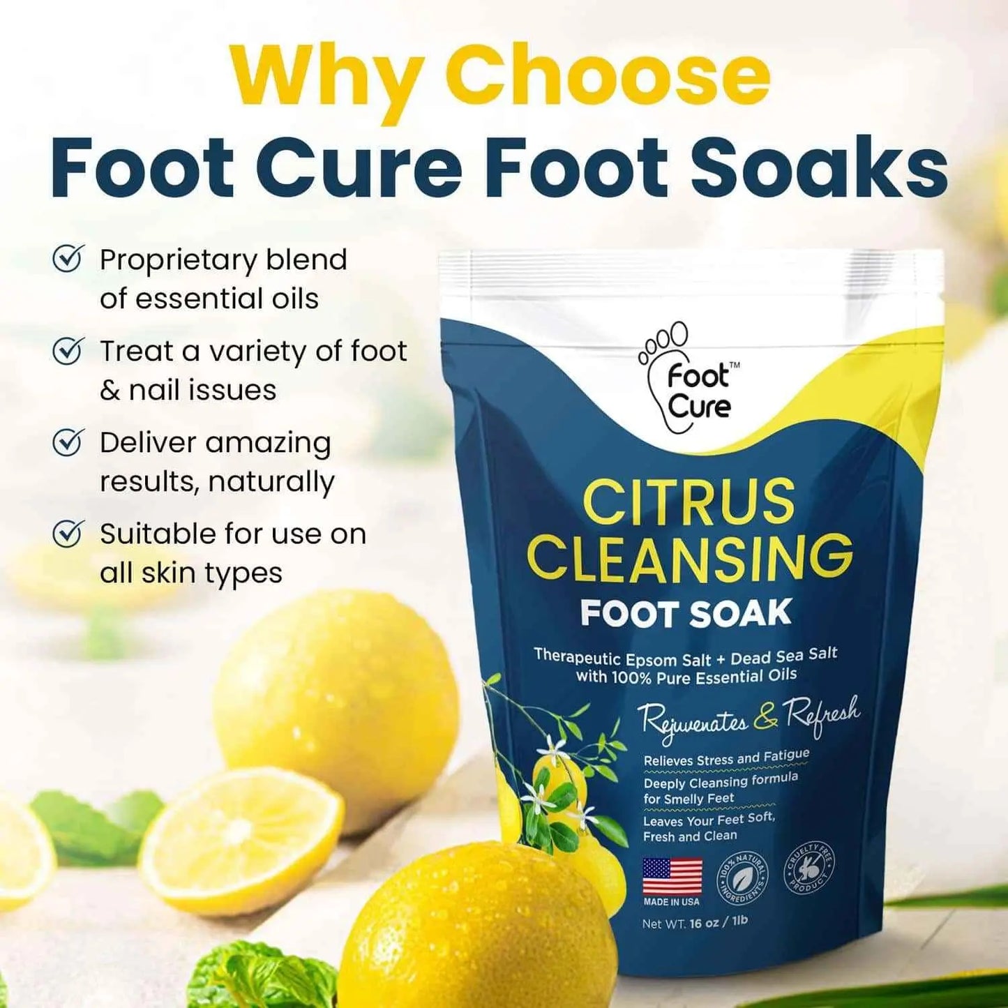 Citrus Detox Foot Soak With Epsom Salts 16 oz (Pack of 2) Foot Cure