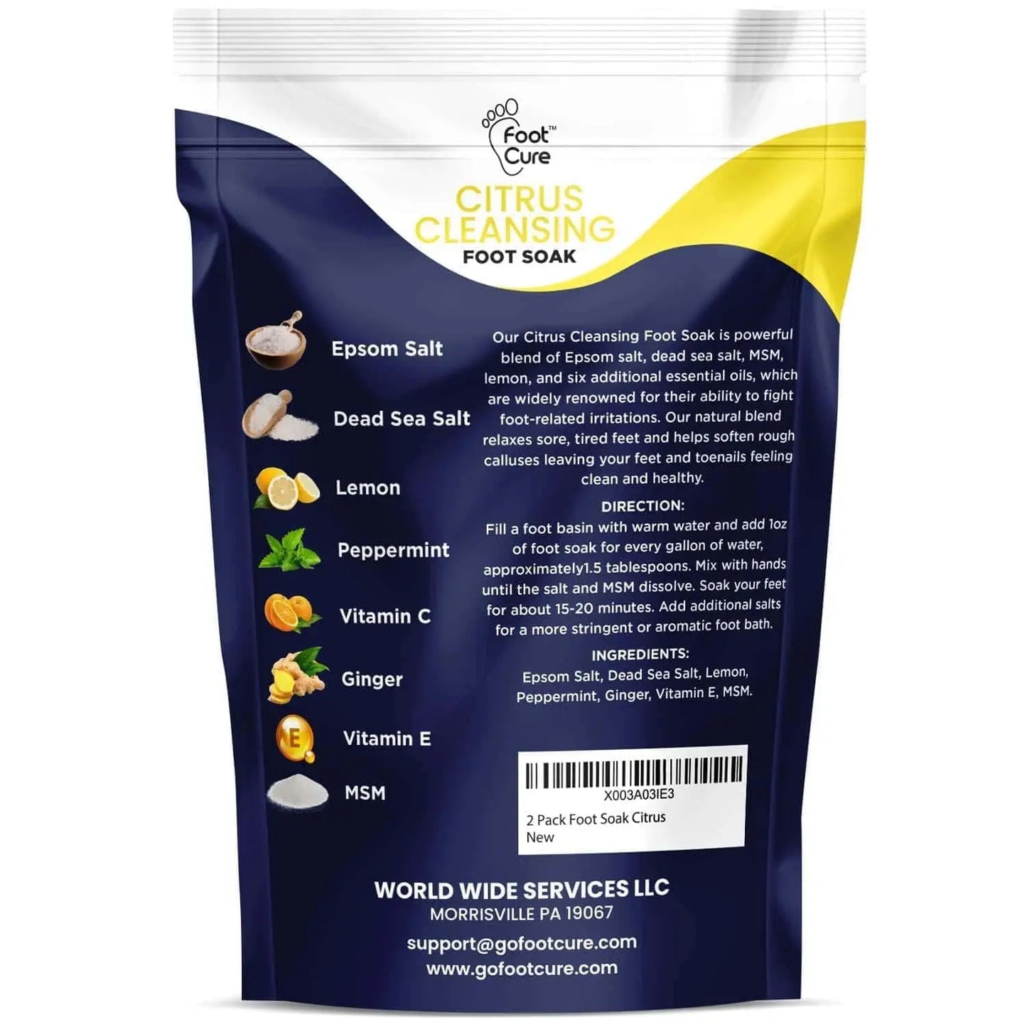 Citrus Detox Foot Soak with Epsom Salts - 16oz Foot Cure