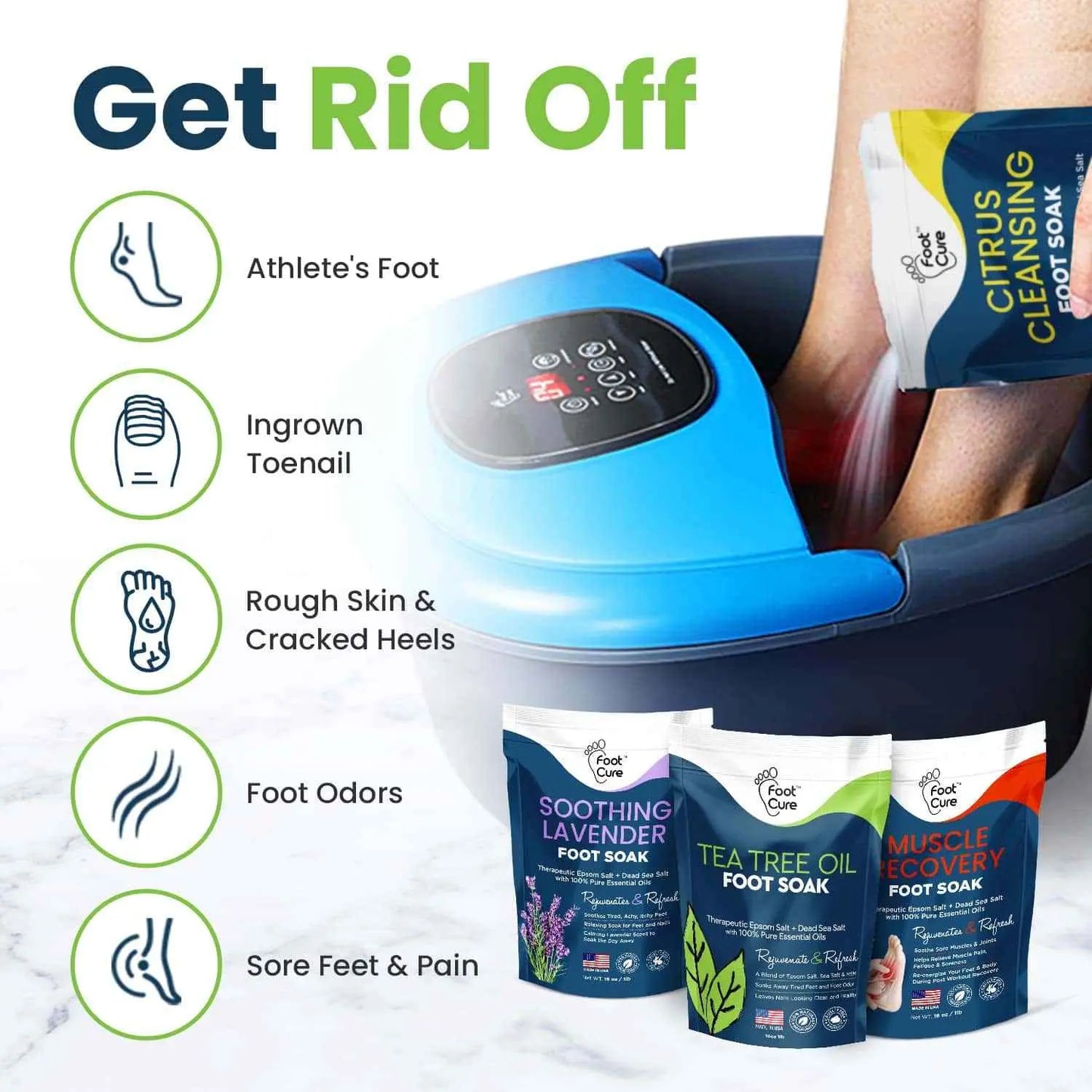 Foot Soak with Epsom Salts- Variety Pack of 4 Foot Cure