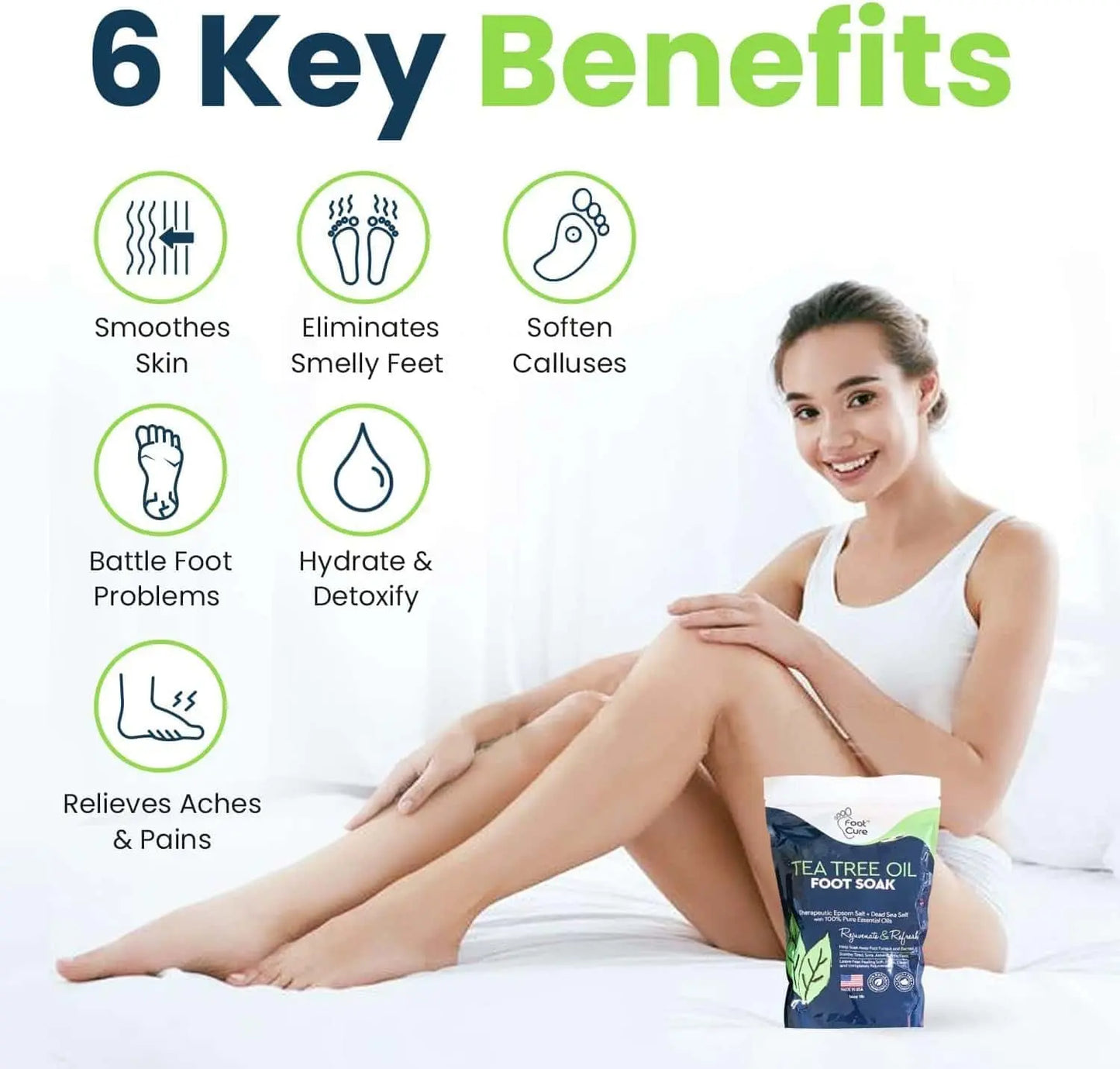 Tea Tree Oil & Soothing Lavender Foot Soak with Epsom Salt (Pack of 2) Foot Cure