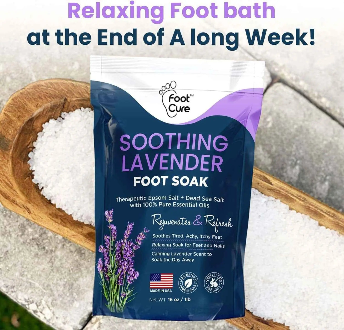 Tea Tree Oil & Soothing Lavender Foot Soak with Epsom Salt (Pack of 2) Foot Cure
