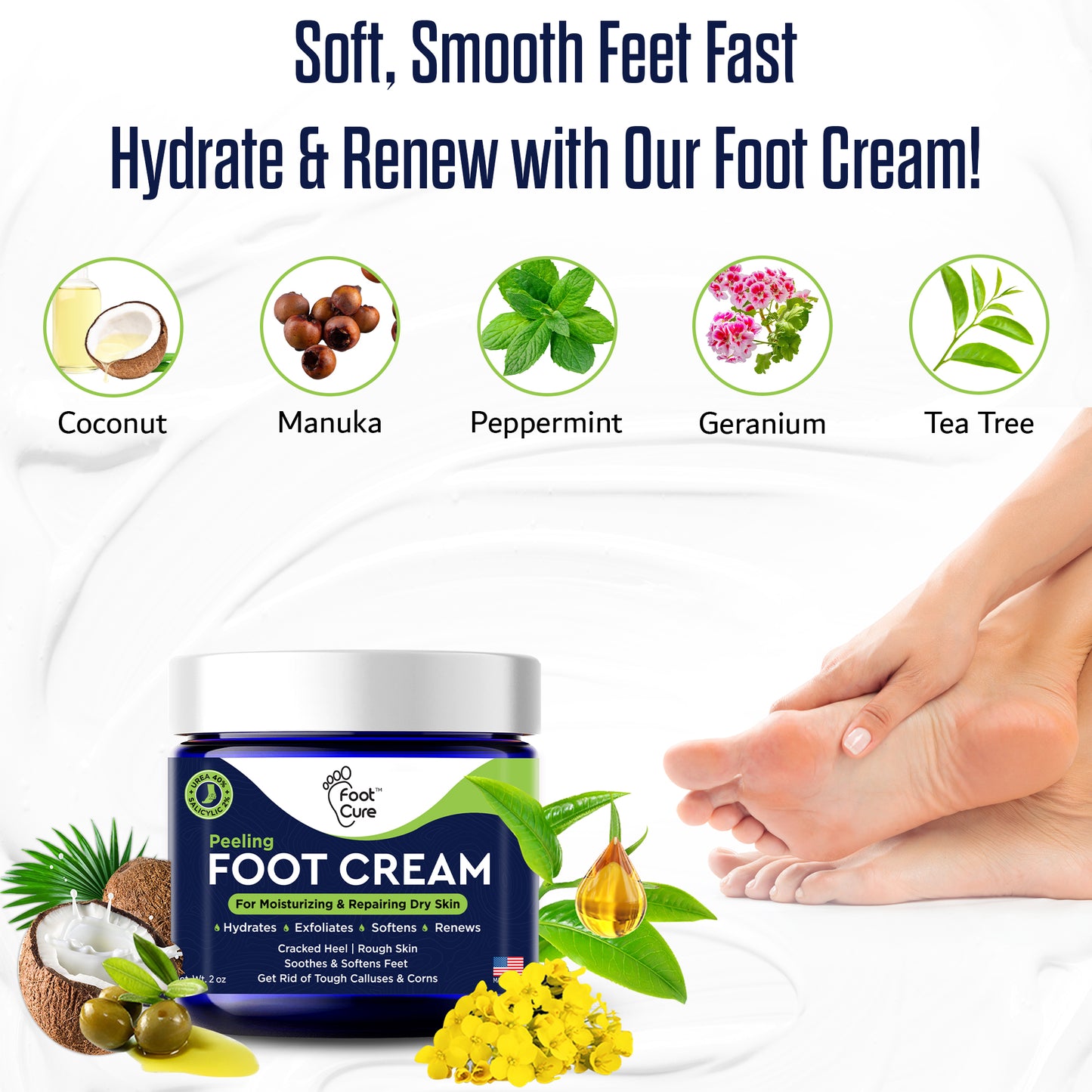 Tea Tree Oil Foot Cream - 2 Ounce Pack of 1