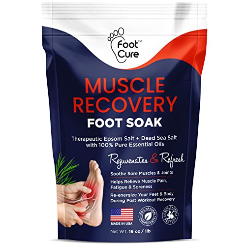 Muscle Relief Foot Soak with Epsom Salts - All Natural Salts for Post Workout Recovery - Softens Calluses - Soothes Sore & Tired Feet, Foot Odor Scent, Spa Pedicure Made in USA - 16oz (Pack of 1)