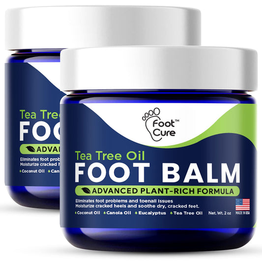 Tea Tree Oil Foot Balm - Foot Moisturizer for Dry Cracked Feet - Instantly Hydrates & Soothes Irritated Skin & Athletes Foot - Best Foot Care for Women and Men - Made in USA 2PK