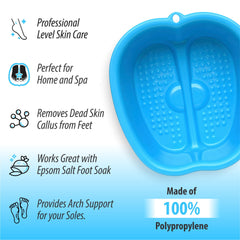 Foot Soaking Bath Basin - Large Size for Soaking Feet, Best Pedicure at Home Spa Treatment - Callus, Fungus and Dead Skin Remover, Enjoy Hot Water Foot Massager, Scrubbing in This Tub/Bucket - Blue