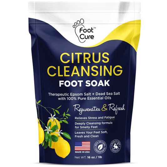 Citrus Detox Foot Soak with Epsom Salts - for Foot Callus, Immune Boost, Damaged Toenail, Pedicure Spa, Soothes Sore Tired and Swollen Feet - Made in USA - 16oz