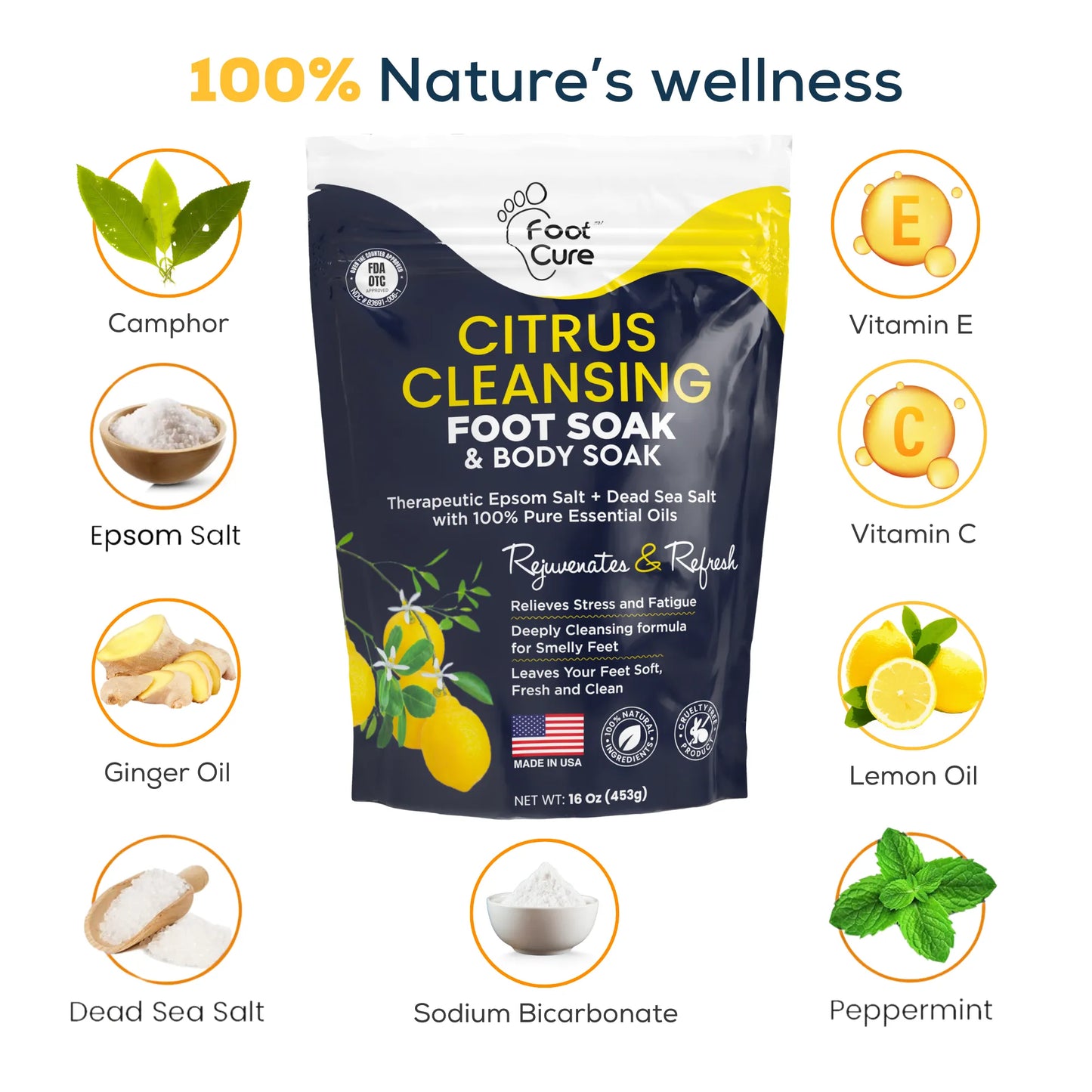 Citrus Detox Foot Soak with Epsom Salts - 16oz