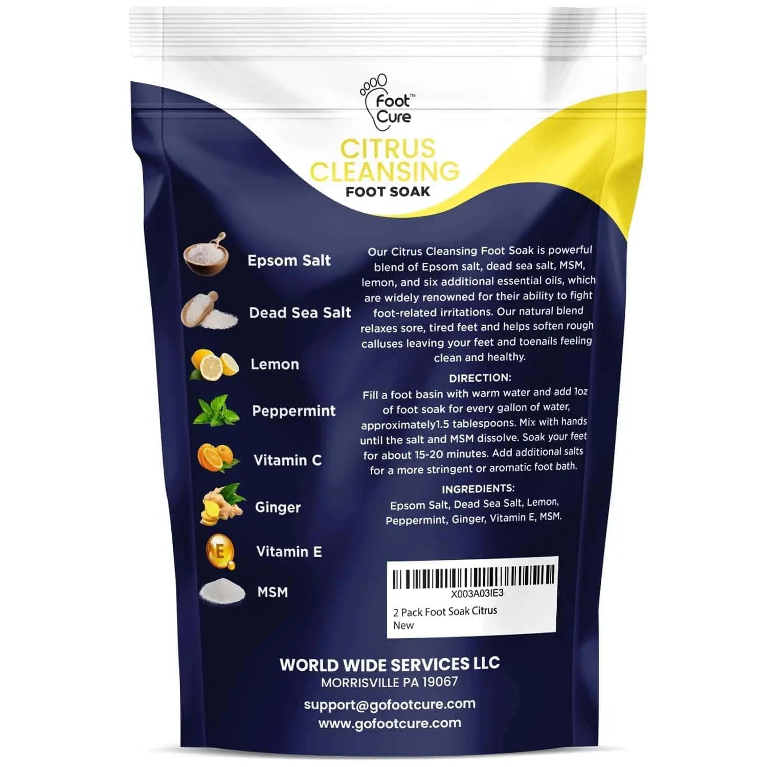 Citrus Detox Foot Soak with Epsom Salts - 16oz Foot Cure