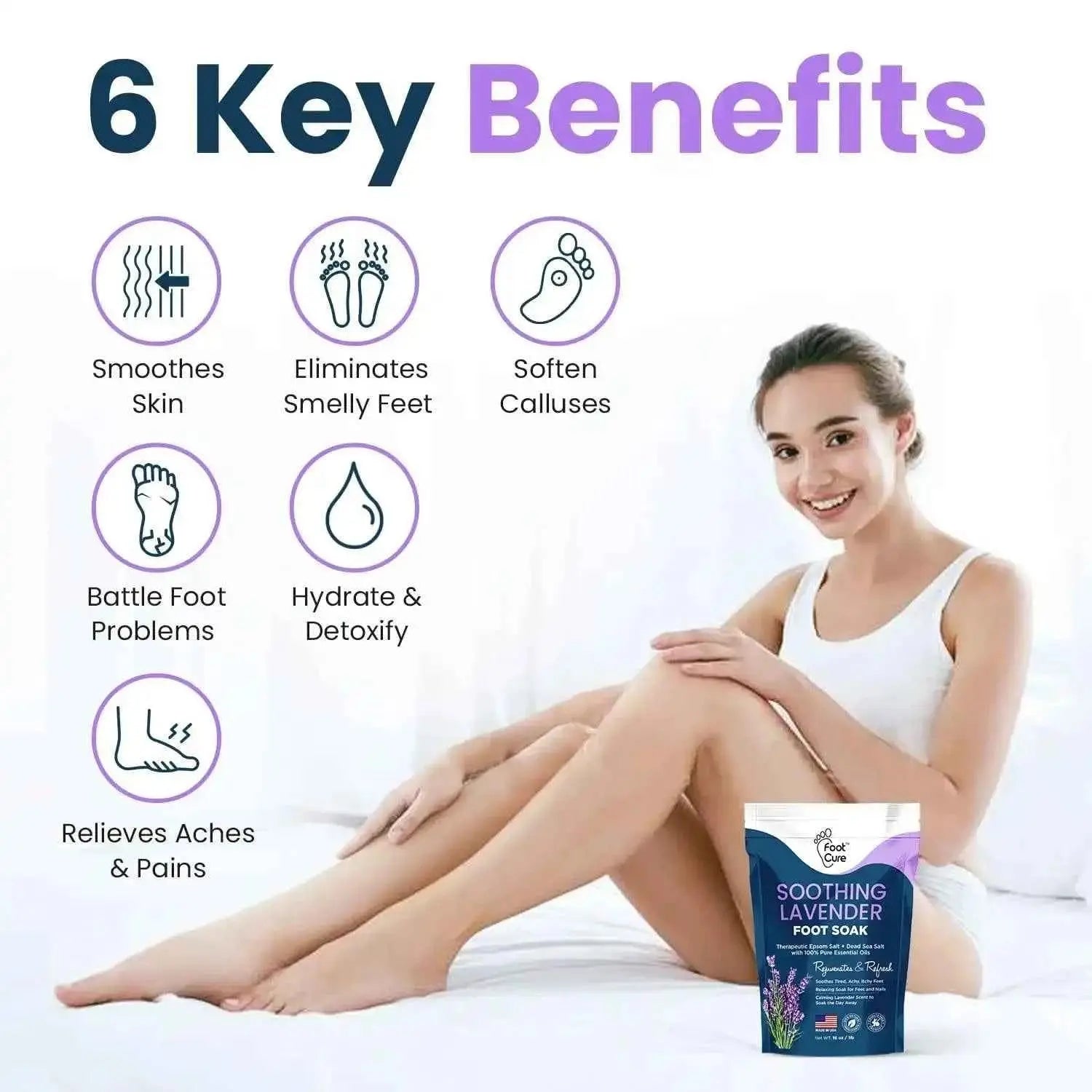 Soothing Lavender Foot Soak with Epsom Salt - Pack of 2 Foot Cure