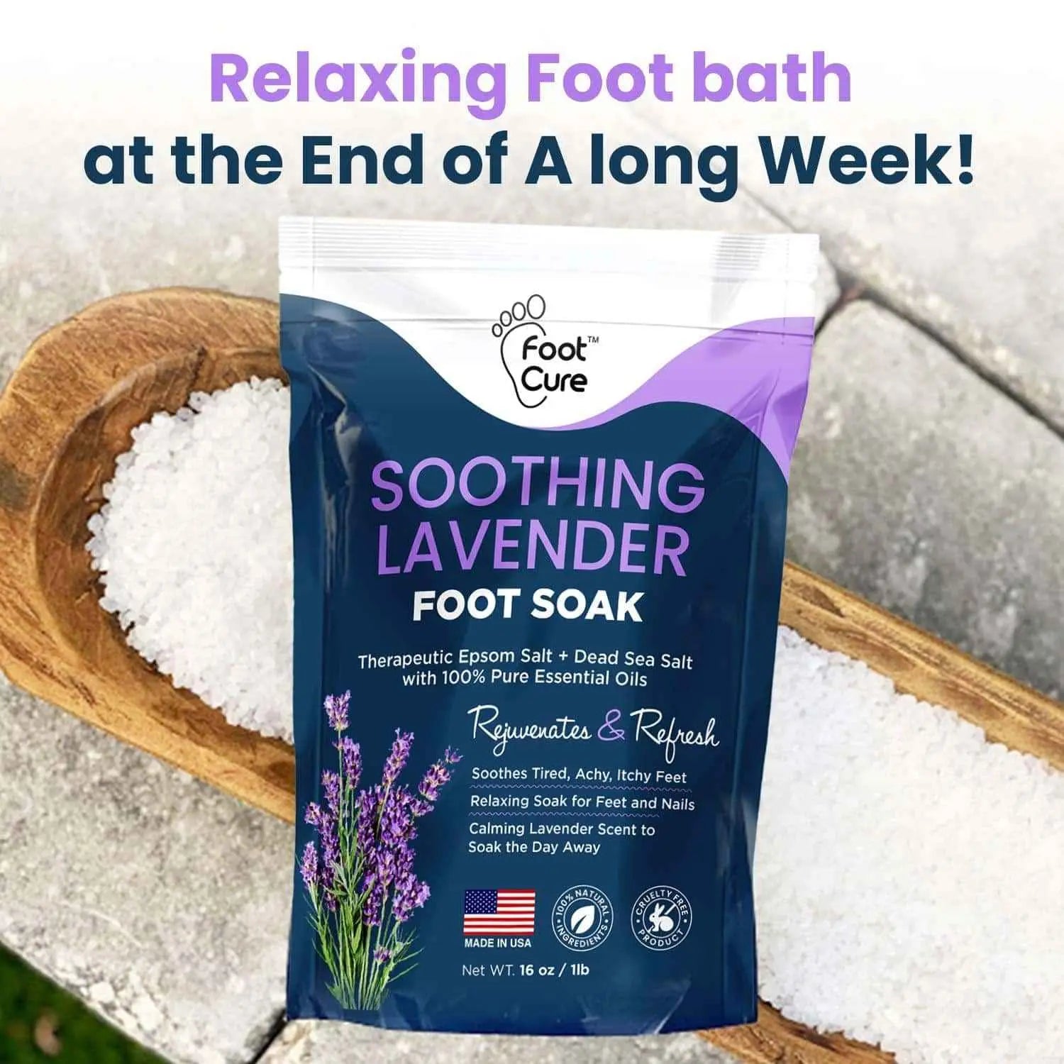 Soothing Lavender Foot Soak with Epsom Salt - Pack of 2 Foot Cure