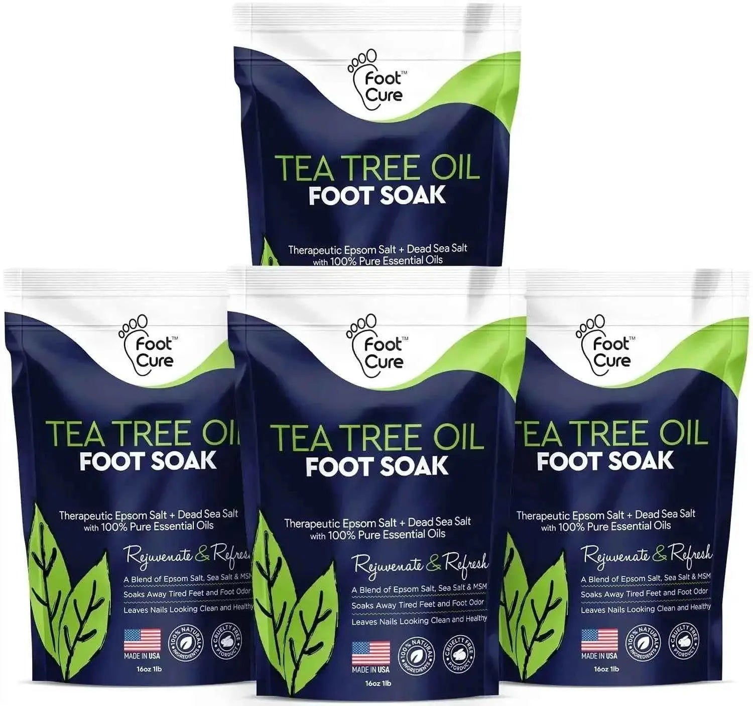 Tea Tree Oil Foot Soak with Epsom Salts 4 Pack Foot Cure