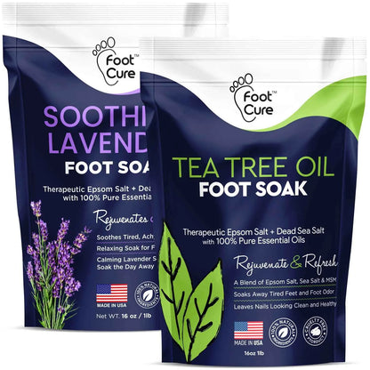 Tea Tree Oil & Soothing Lavender Foot Soak with Epsom Salt (Pack of 2) Foot Cure